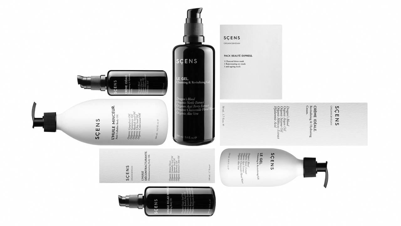 Gama Scens de productos cosméticos veganos y orgánicos.