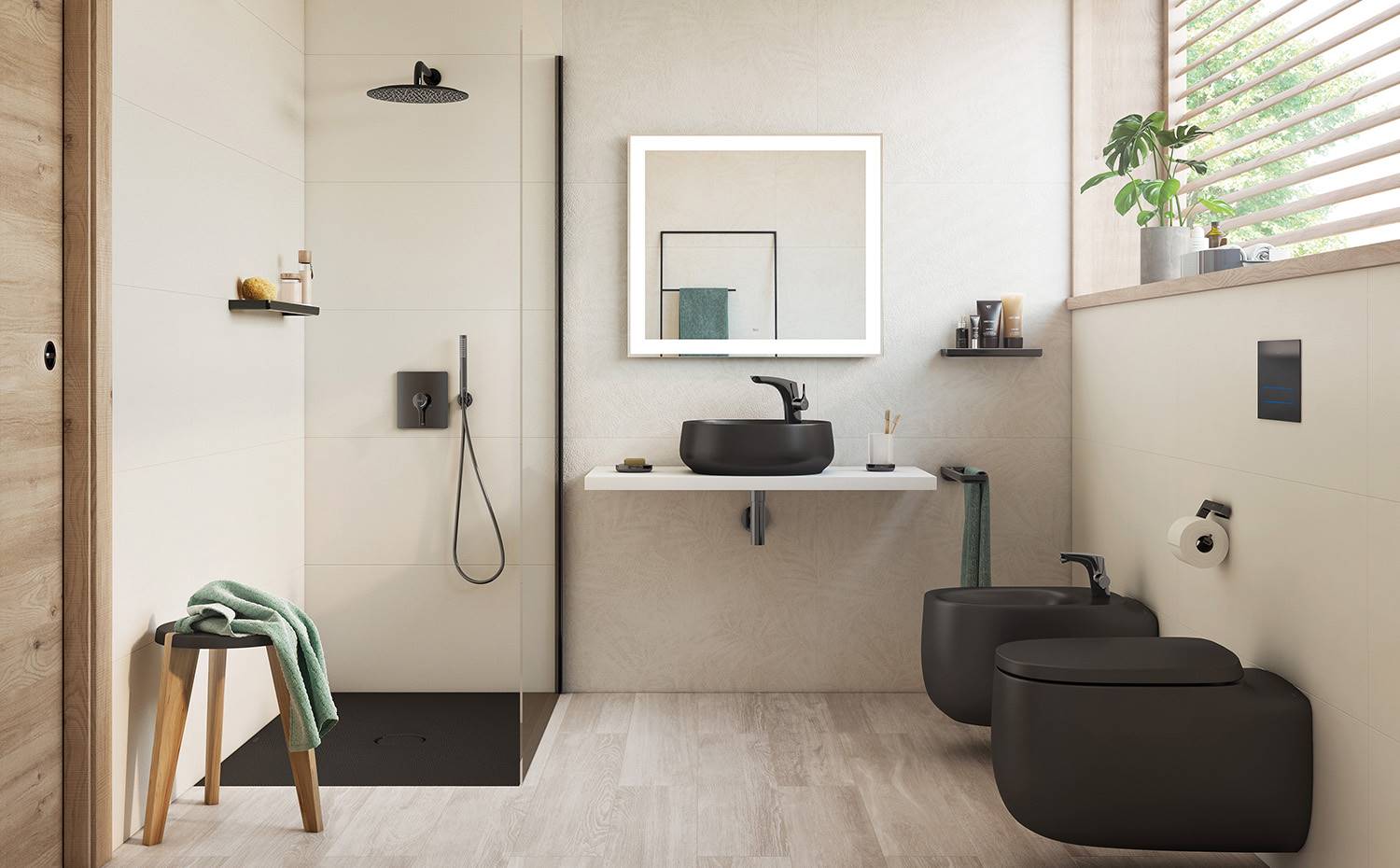 Además de aportar seguridad por su carácter antideslizante, los platos Senceramic® se alinean con las tendencias cromáticas del baño actual