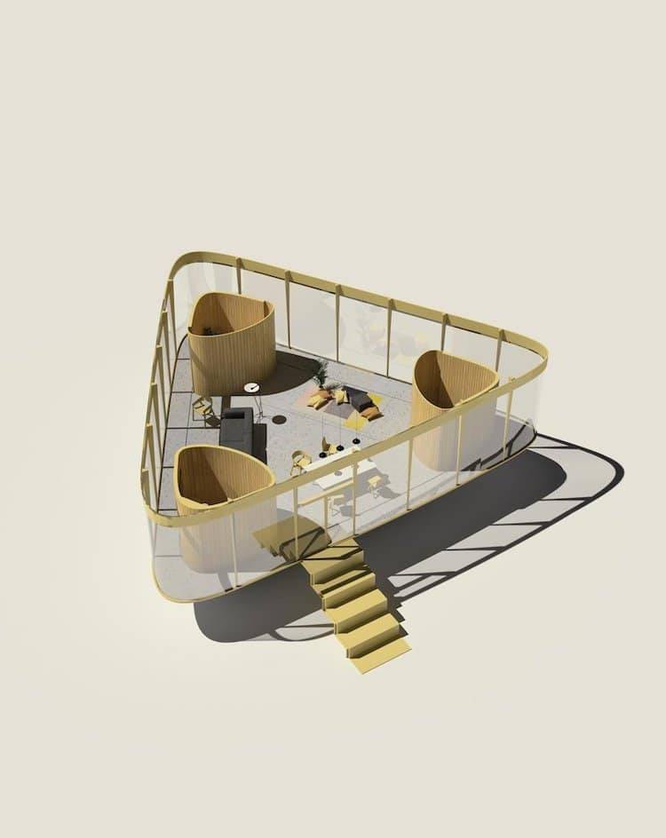 Interior de la Summer House, donde se aprecian sus diferentes zonas habitables