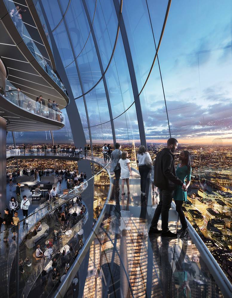 Pasarelas de cristal y un bar de 360 grados convierten a The Tulip en el espacio perfecto para aquellos apasionados por las vistas.