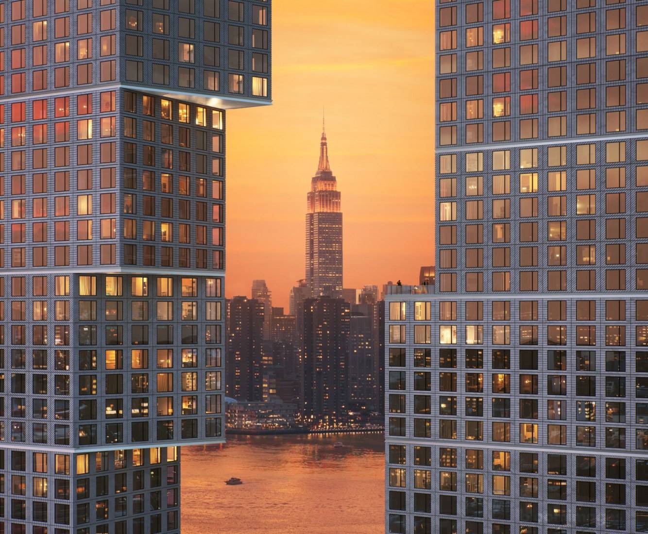 El emblemático Empire State Building podrá verse entre los bloques de estas dos torres diseñadas por OMA
