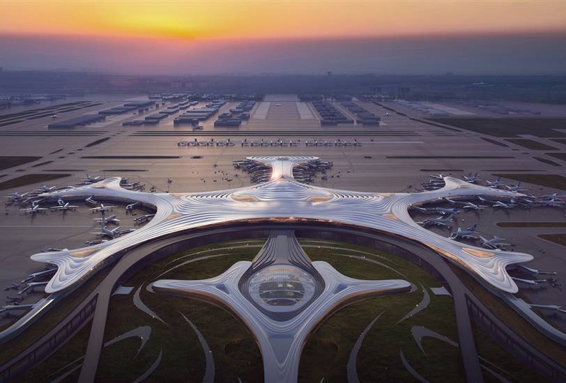 Propuesta para la terminal 3 del aeropuerto internacional Harbin Taiping, China, de MAD Architects