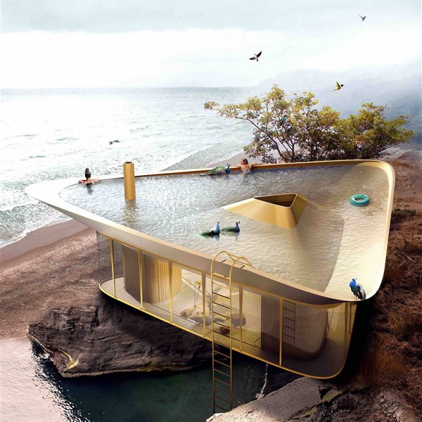 Casa con piscina en la azotea