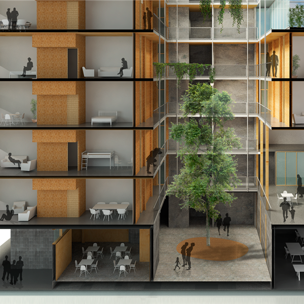 El edificio contará con 28 viviendas y espacios comunes para promover la vida comunitaria de sus habitantes