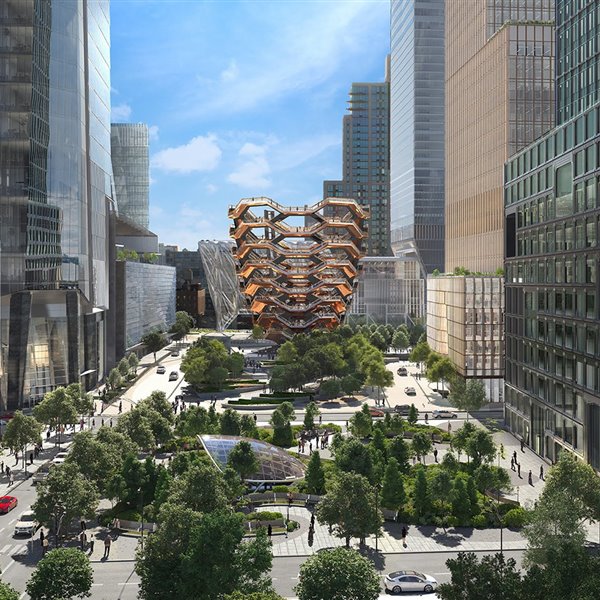 El nuevo barrio incluye un parque público dominado por una escultura de 15 pisos creada por Thomas Heatherwick