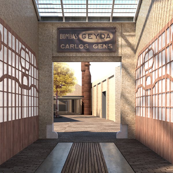 Reproducción de la entrada del espacio Bombas Gens Centre d'Art