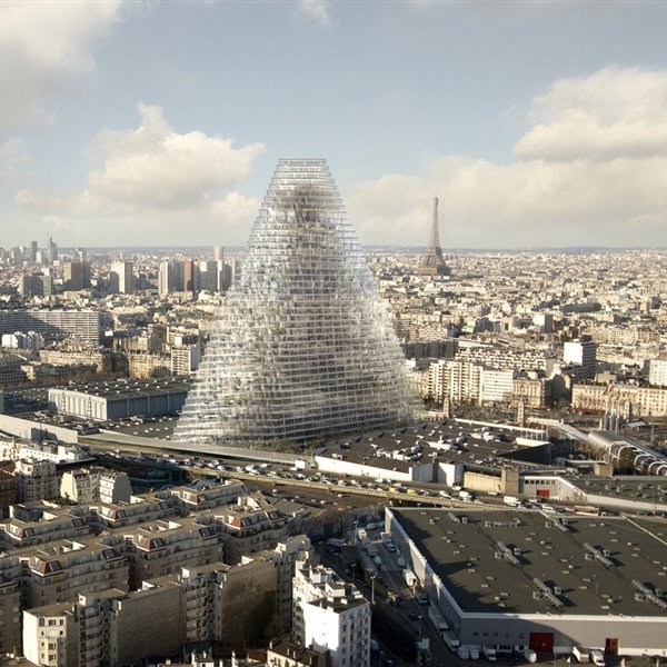 Vista panorámica de París con la torre Triangle