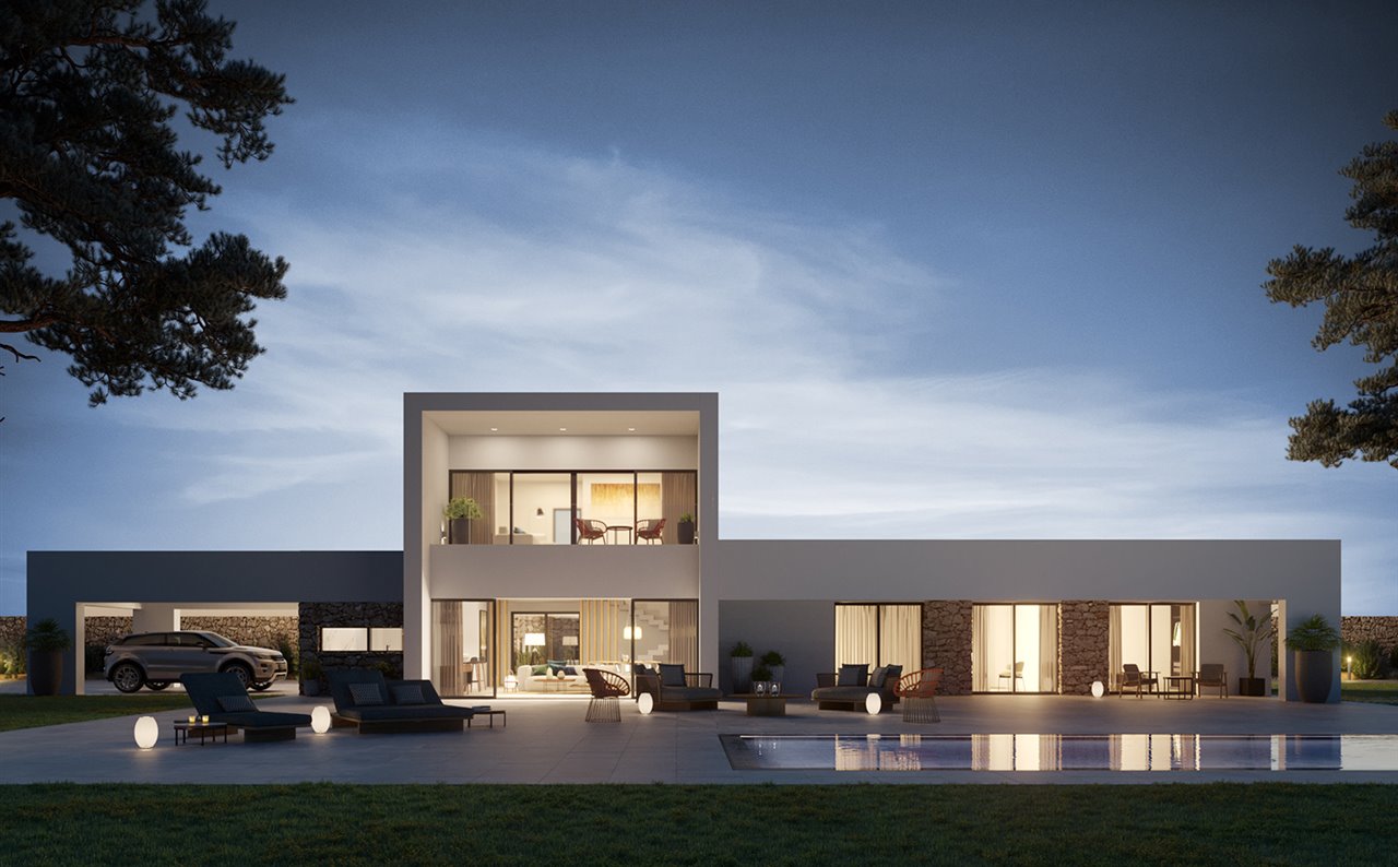 Además de diseños a medida, Hormipresa Living ofrece nueve modelos de casas prefabricadas a precios muy competitivos, como la casa L6 de la imagen, de 235 metros cuadrados más 83 de pérgolas.