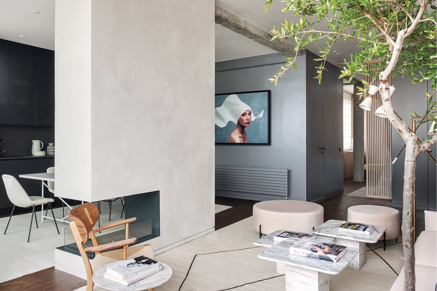 atico estudio morgan salon chimenea