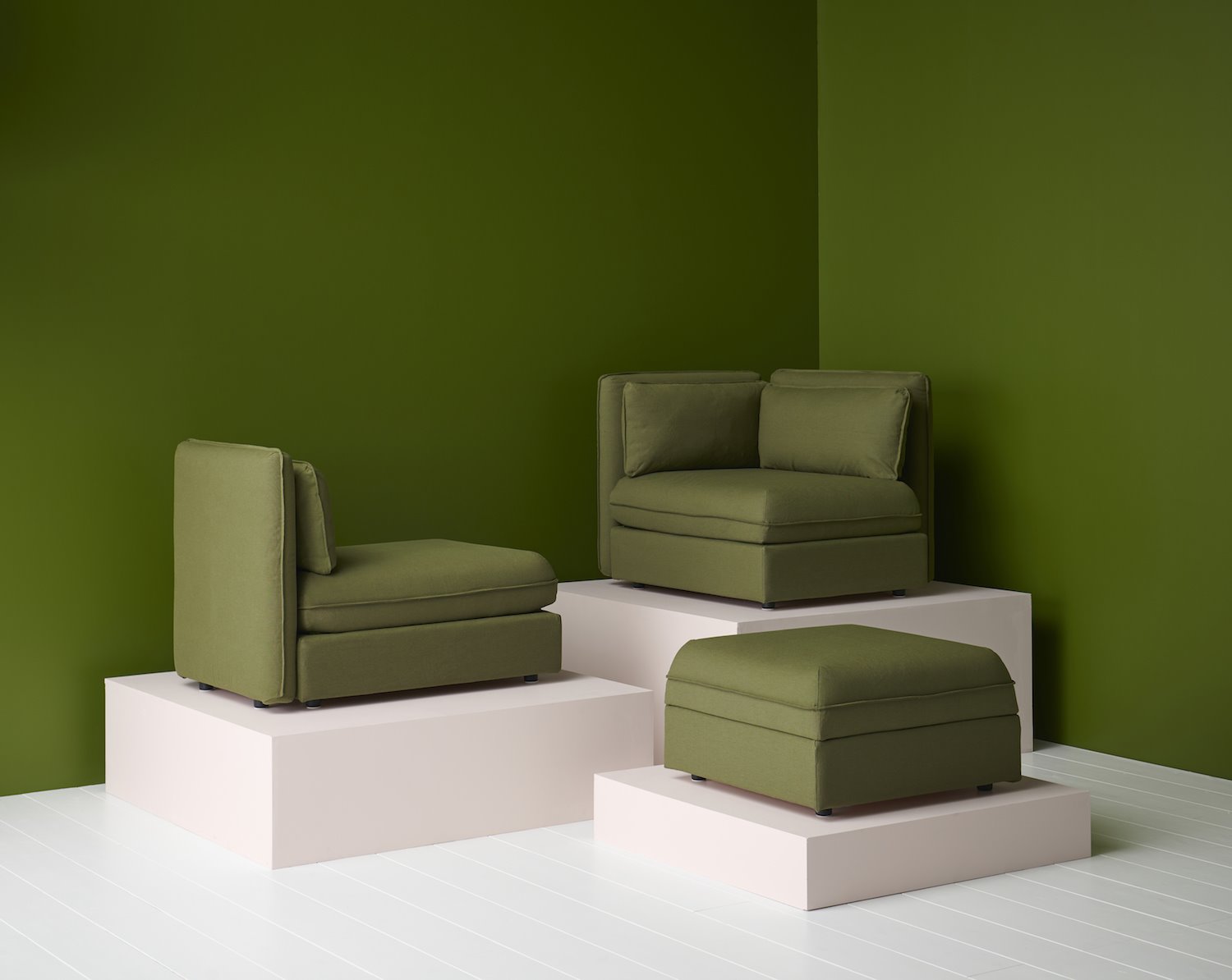 Sofa modular de color verde de Ikea