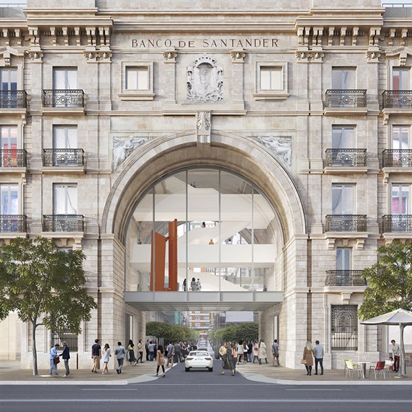 Su característico arco será el elemento vertebrador del proyecto de la sede de Paseo Paredes. En él se instalarán obras de arte de grandes dimensiones que serán visibles manteniendo la transparencia.