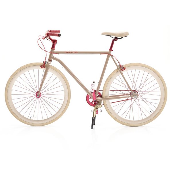 Bicicleta con detalles rojos de la firma Martone