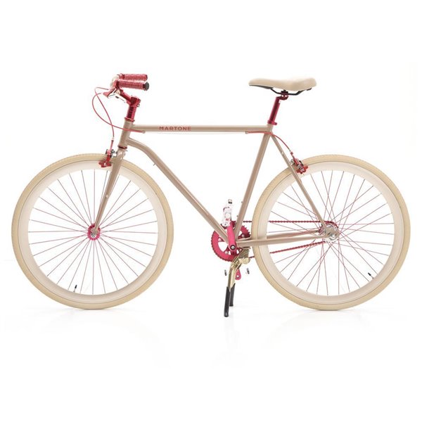 Bicicleta con detalles rojos de la firma Martone