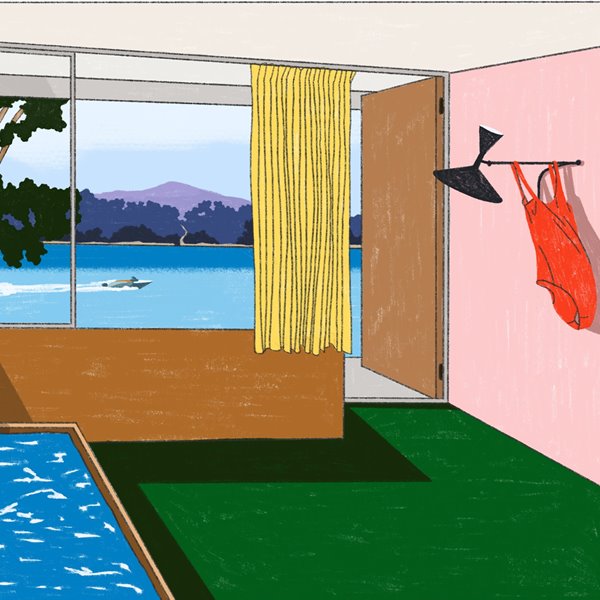 Ilustracion de Maaike Canne Resort Corbusier habitacion hotel