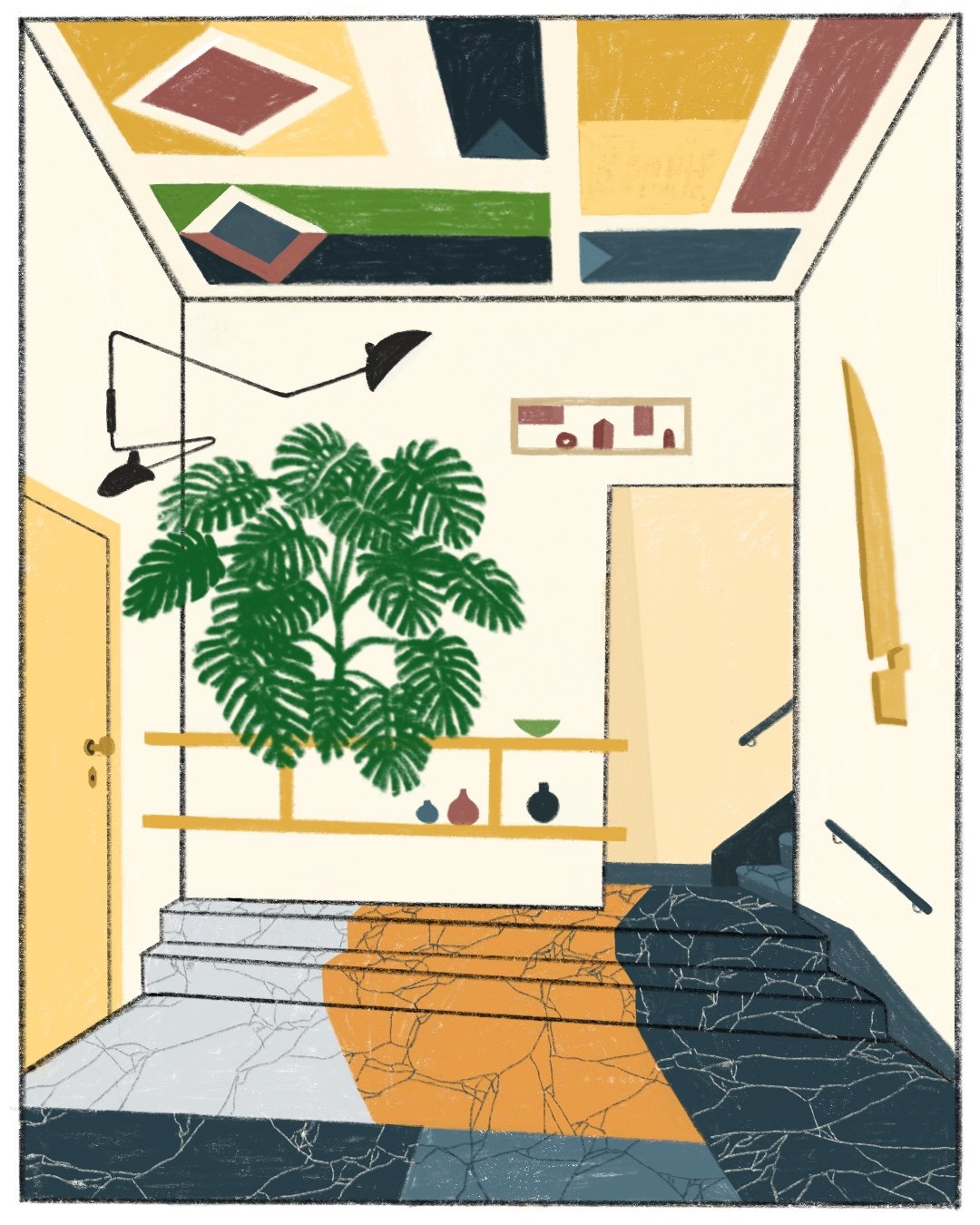 Ilustracion interiores con plantas de Maaike Canne