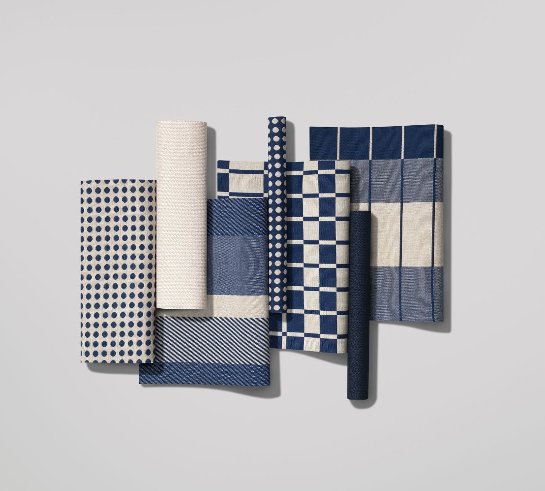 Los textiles Geometrics de Doshi Levien para Kettal se dividen en dos series: Line y Block.
