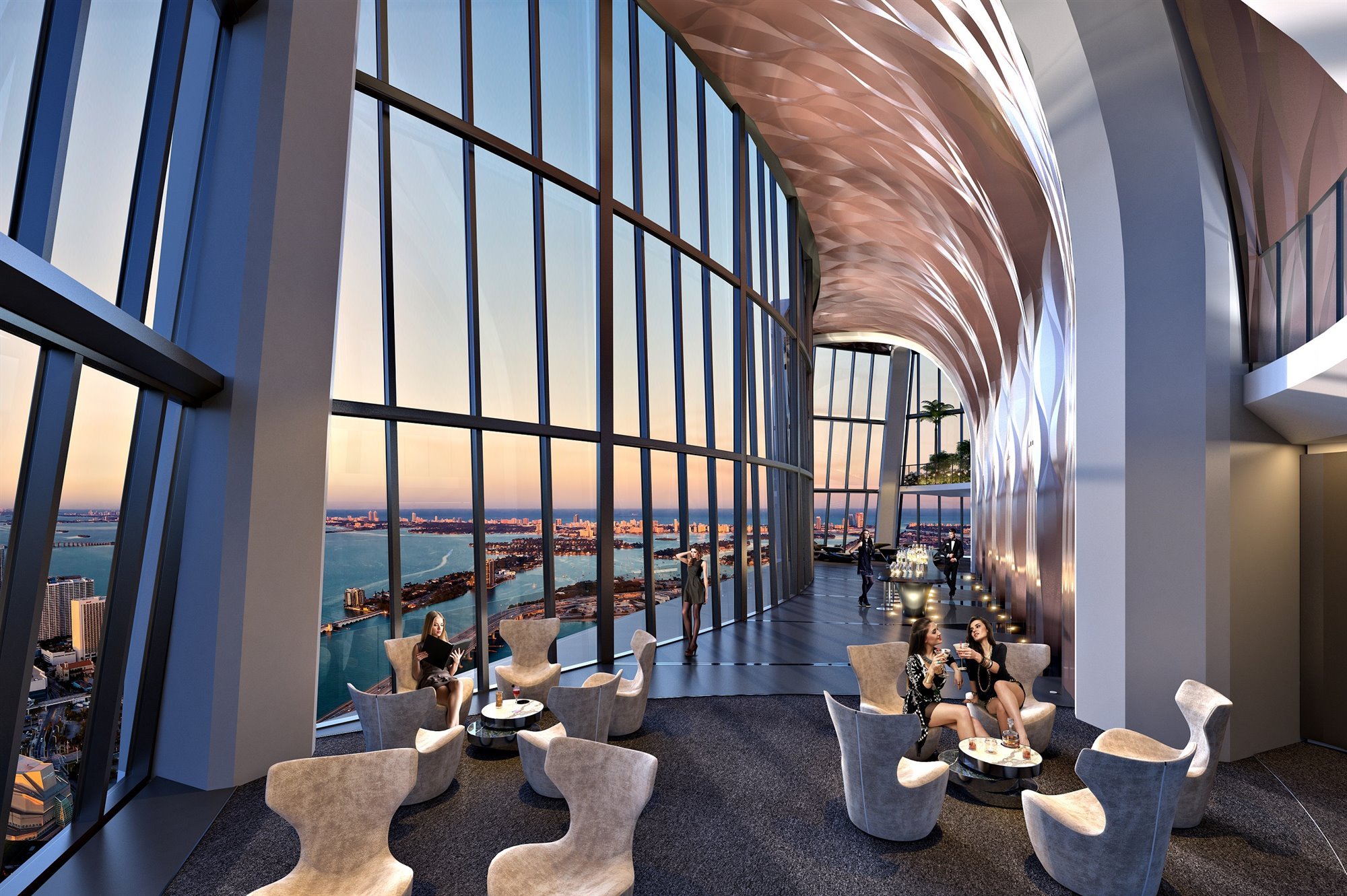 Lounge del rascacielos de Zaha Hadid en Miami