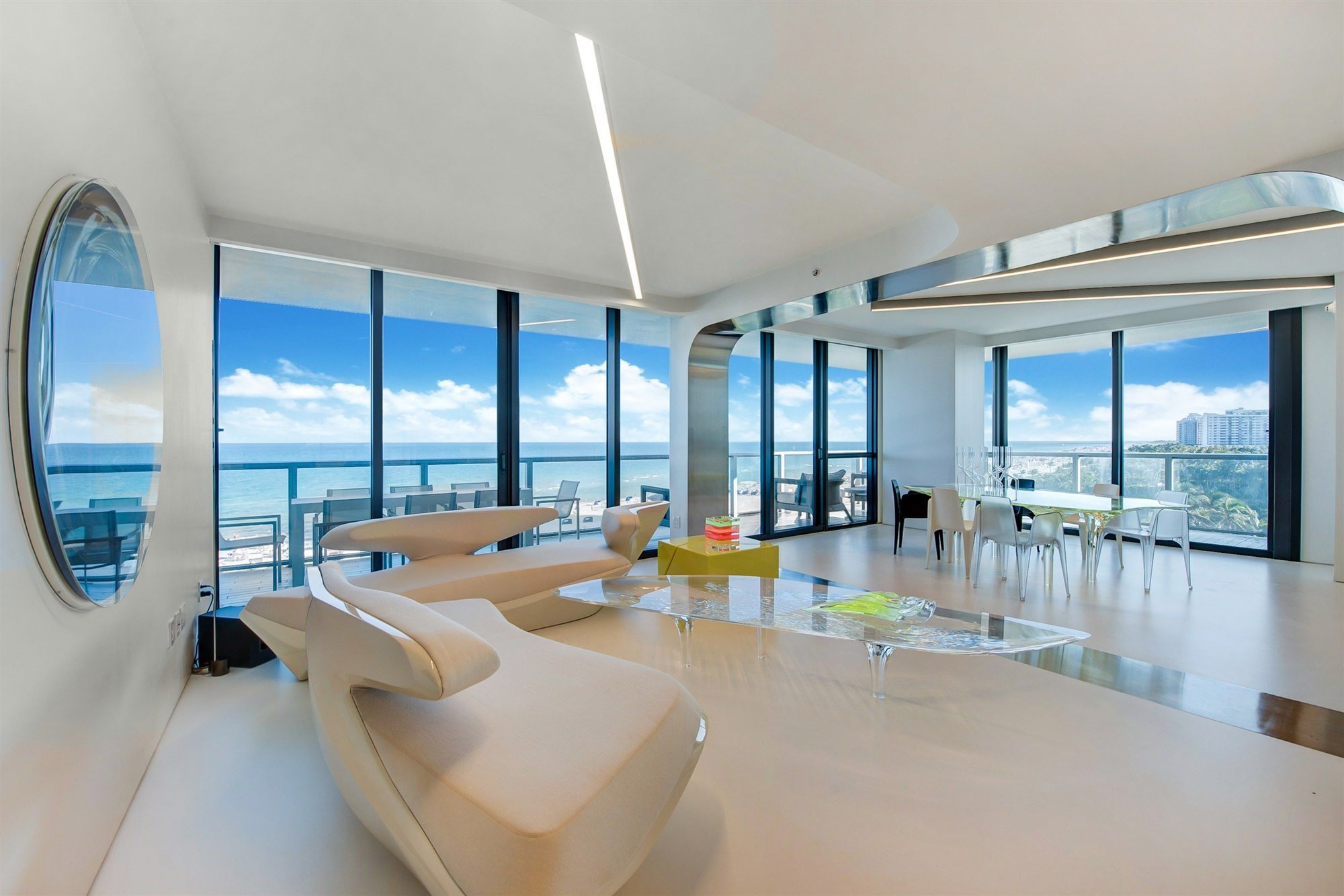 Salon comedor del piso de los Beckham en Miami de Zaha Hadid