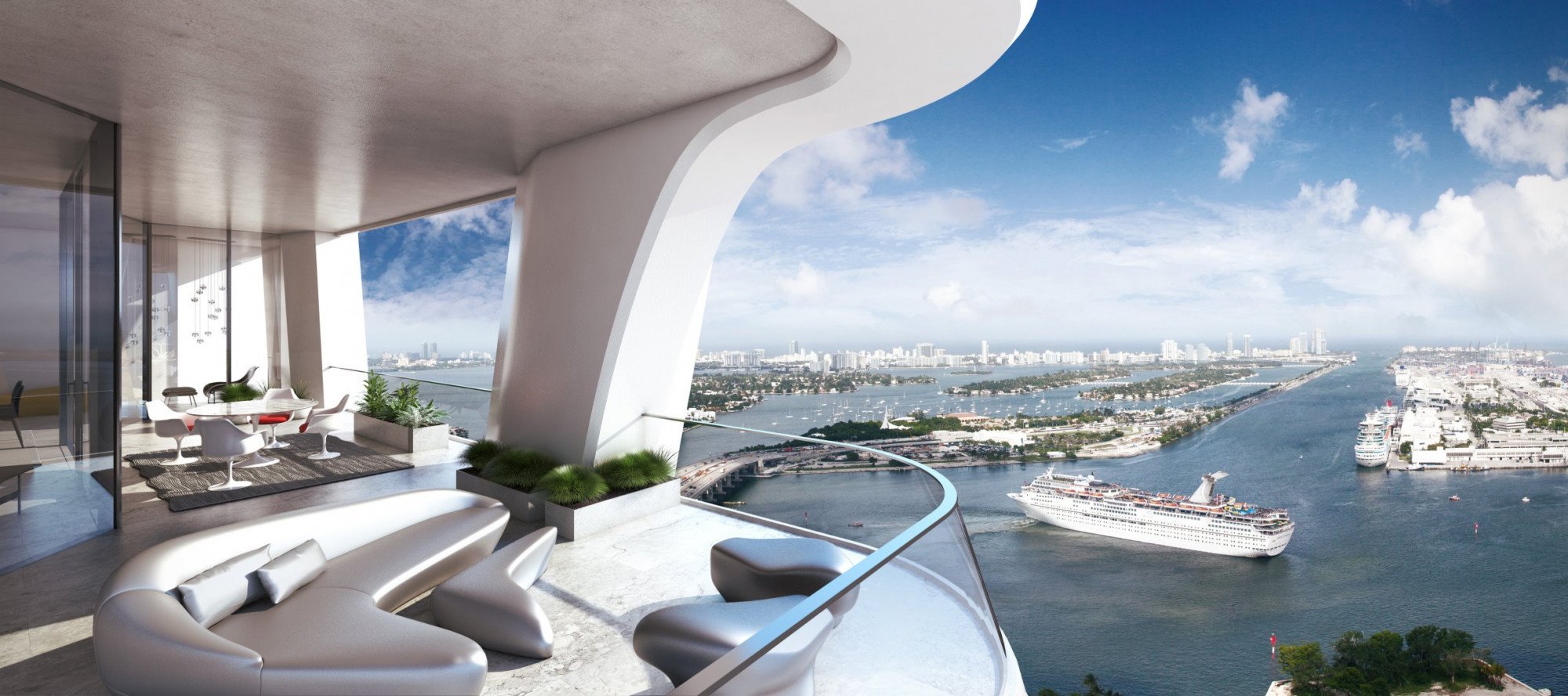 Terraza piso Beckham torre Zaha Hadid Miami
