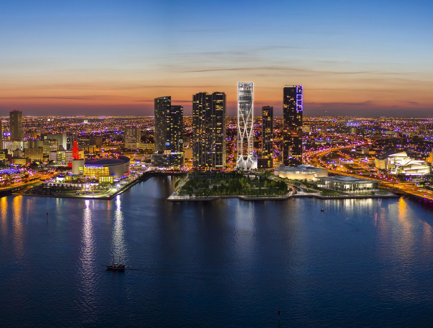 Torre Zaha Hadid Miami de noche