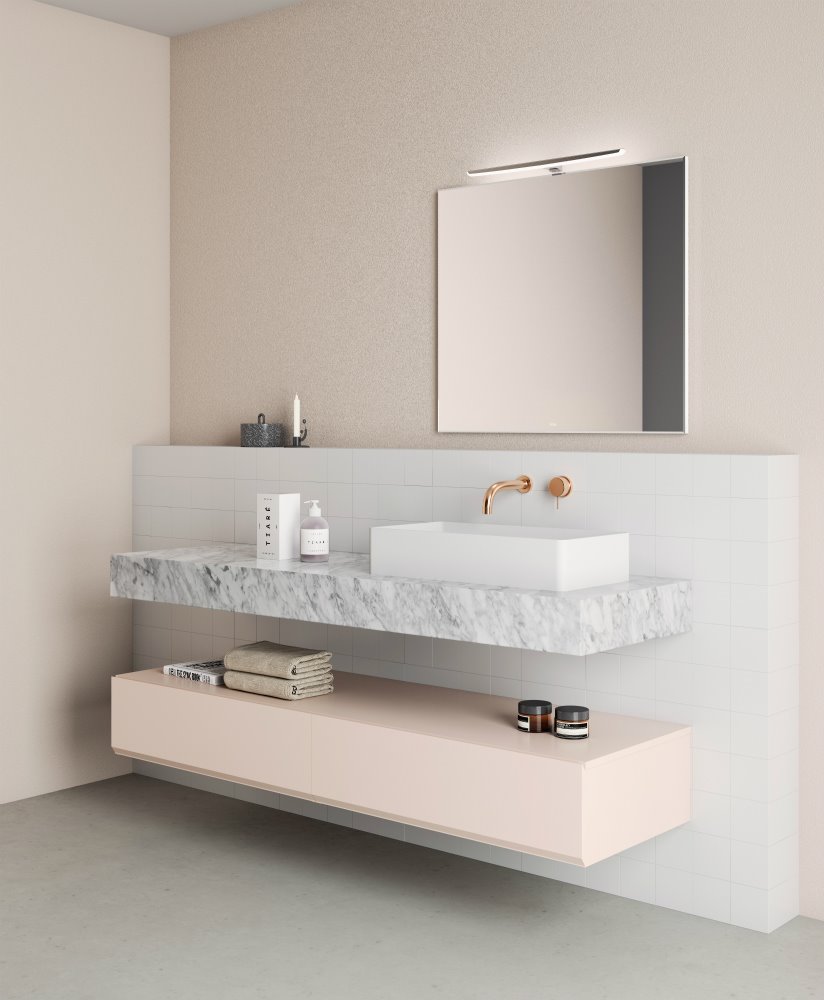 Fiora ahora permite combinar sus acabados de poliuretano para el baño con mármol.