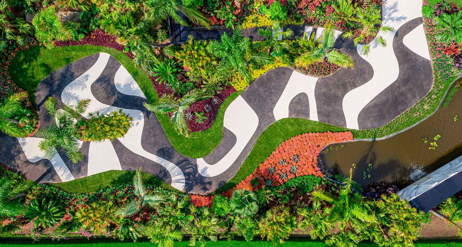 jardín modernista de la exposición Brazilian Modern: The Living Art of Roberto Burle Marx en el New York Botanical Garden