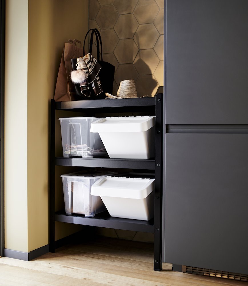Mueble auxiliar para recibidor cajas de plastico ikea