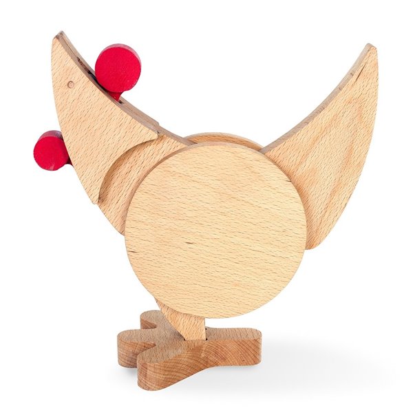 Juguete de madera en forma de gallina