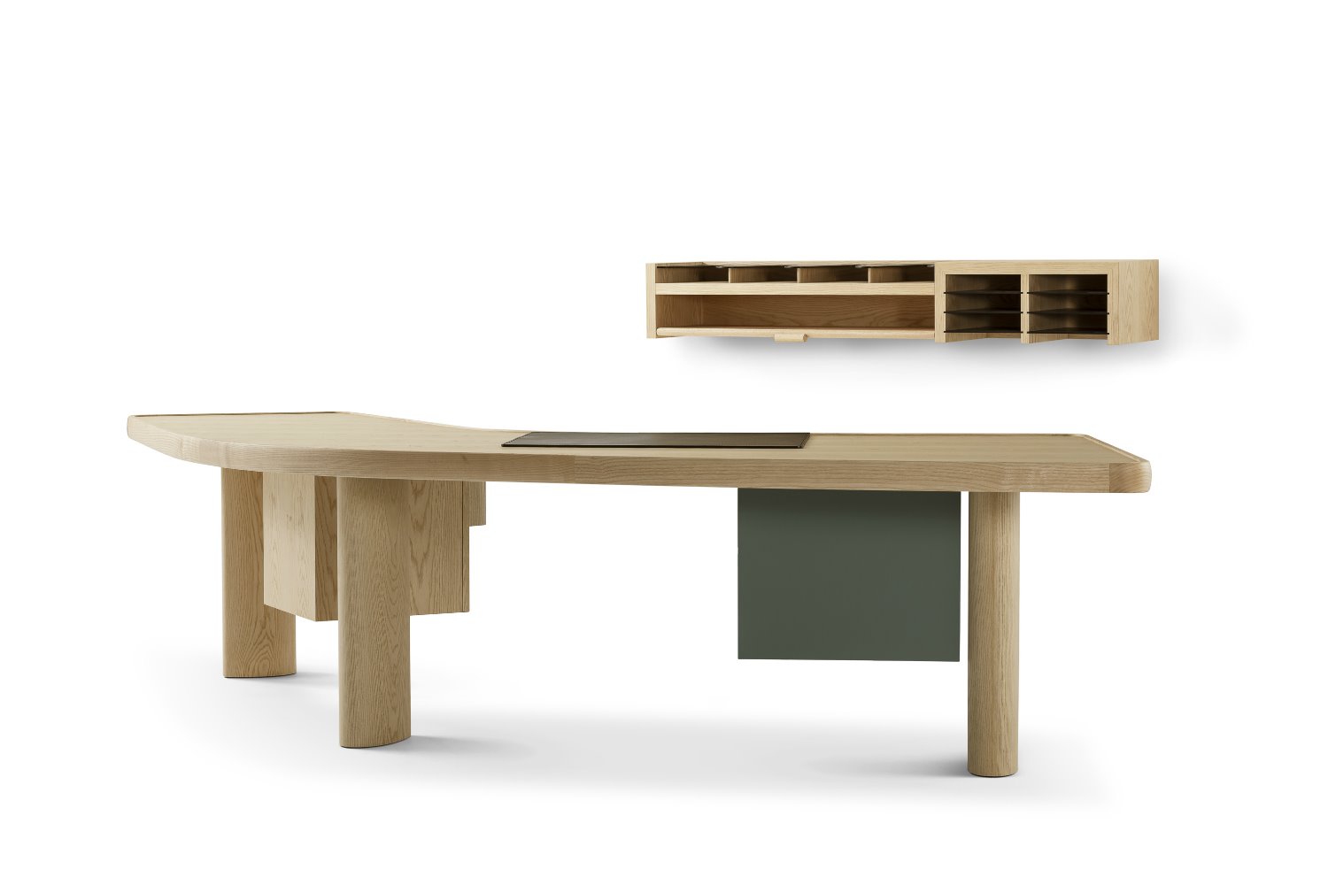 Bureau boomerang pour Jean-Richard Bloch y Rangement mural de Charlotte Perriand
