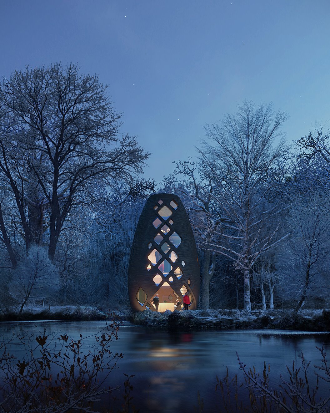 casa marte impresa en 3d noche