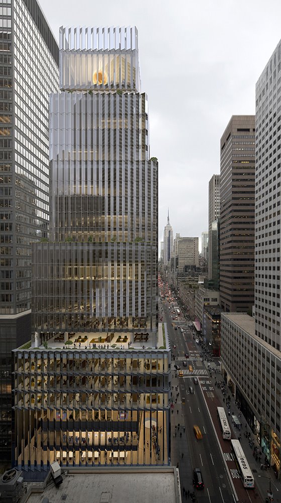 La torre creada por David Chipperfield se distribuye en cinco cubos escalonados con una altura total de 25 plantas.