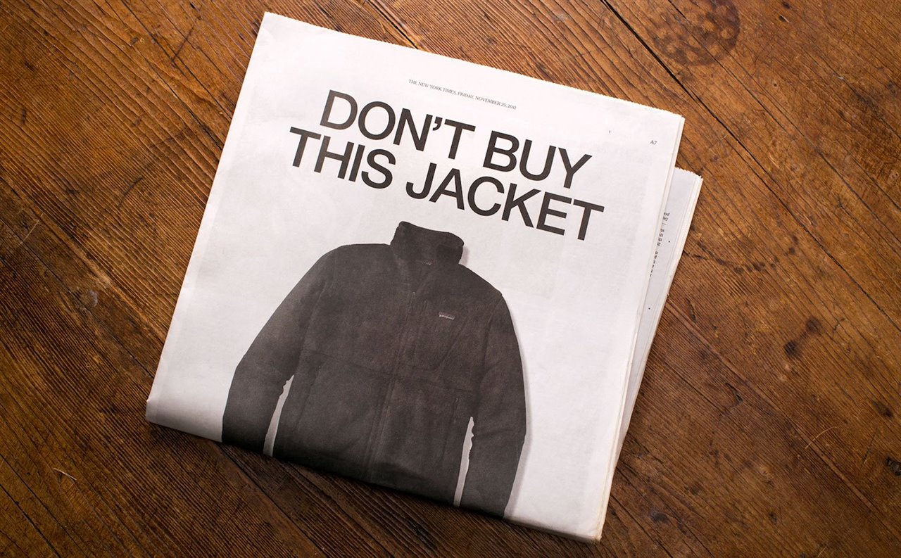 Campaña de la firma Patagonia para evitar las compras impulsivas en Black Friday