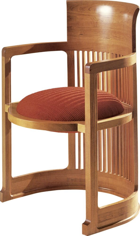 La silla Barrel está inspirada en la forma de un barril. La diseñó para que pudiera realizarse en serie con los medios de entonces.