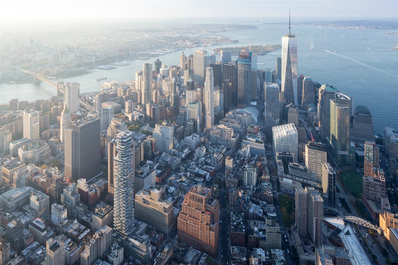 El rascacielos residencial de los arquitectos suizos, completado en 2017, se encuentra en el corazón del barrio neoyorquino de Tribeca. 