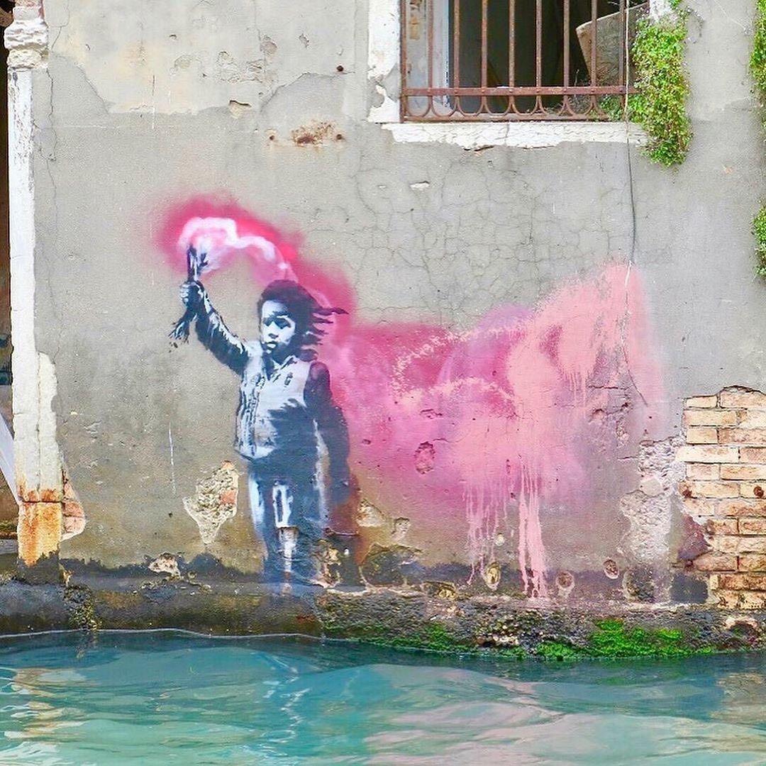 banksy naufrago bambino venecia