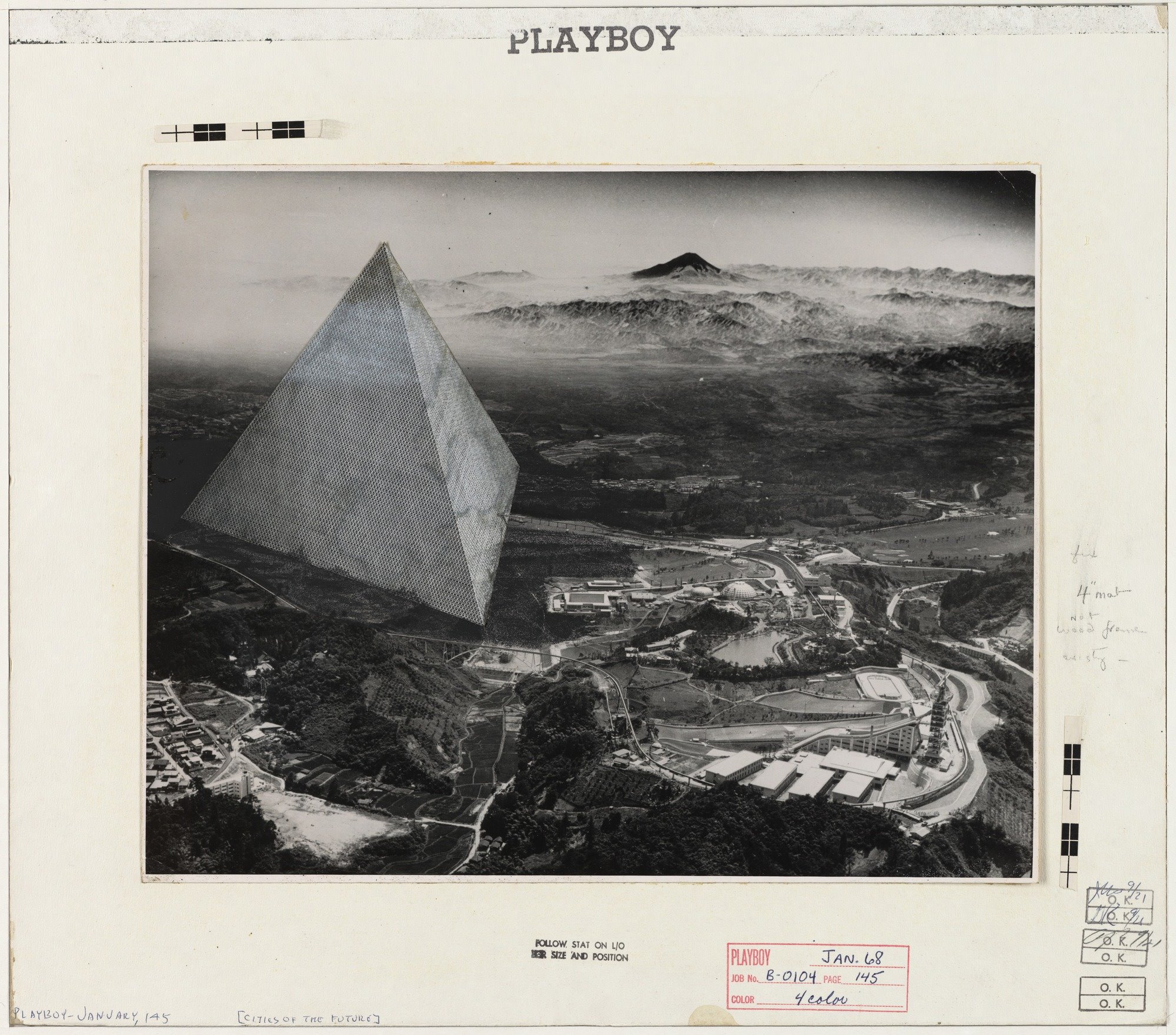Proyecto de la ciudad Tetrahedron en Japon realizado junto a Buckmister Fuller en 1969