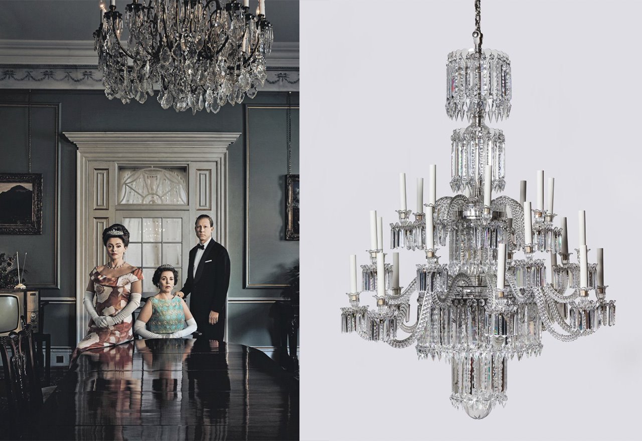 The Crown temporada 3 Lampara de Baccarat. Luz imponente