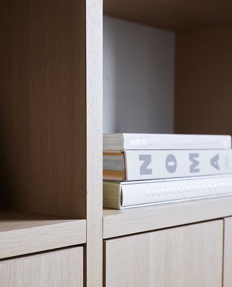 Detalle de librería y mueble de salón
