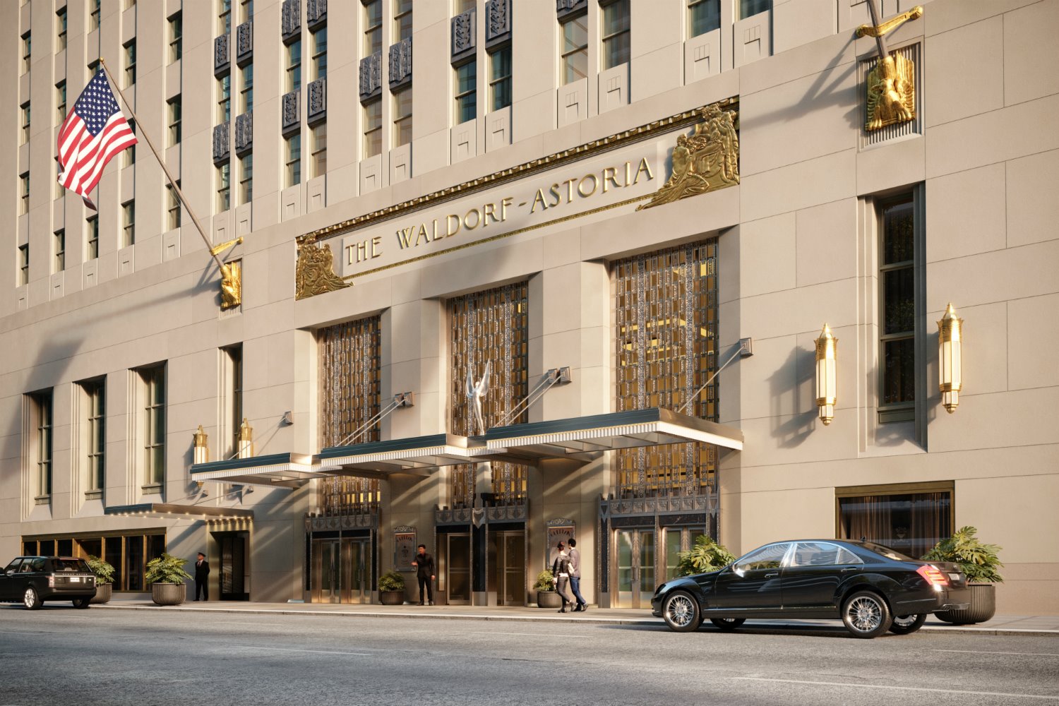 Entrada en Park Avenue de The Towers of The Waldorf Astoria en Nueva York