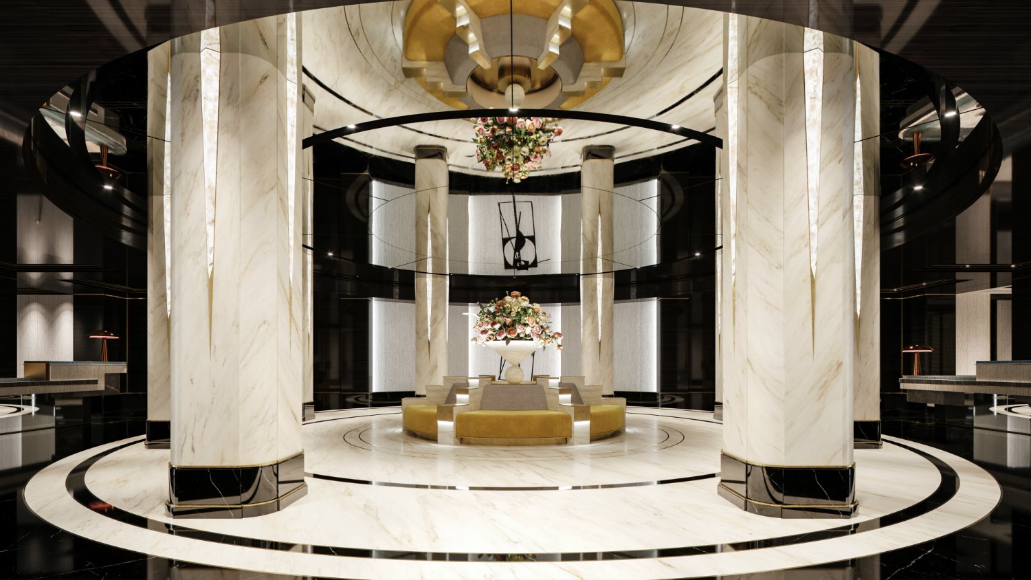 Lobby de los residentes de The Towers of The Waldorf Astoria en Nueva York