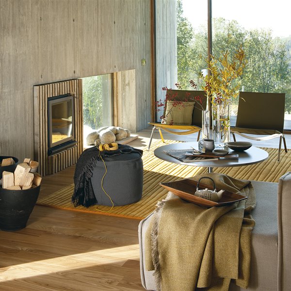 casa sana salón chimenea