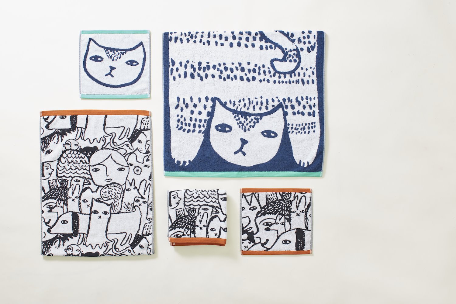 toallas para ninos con dibujos de gatos de la coleccion Allsorts de Donna Wilson