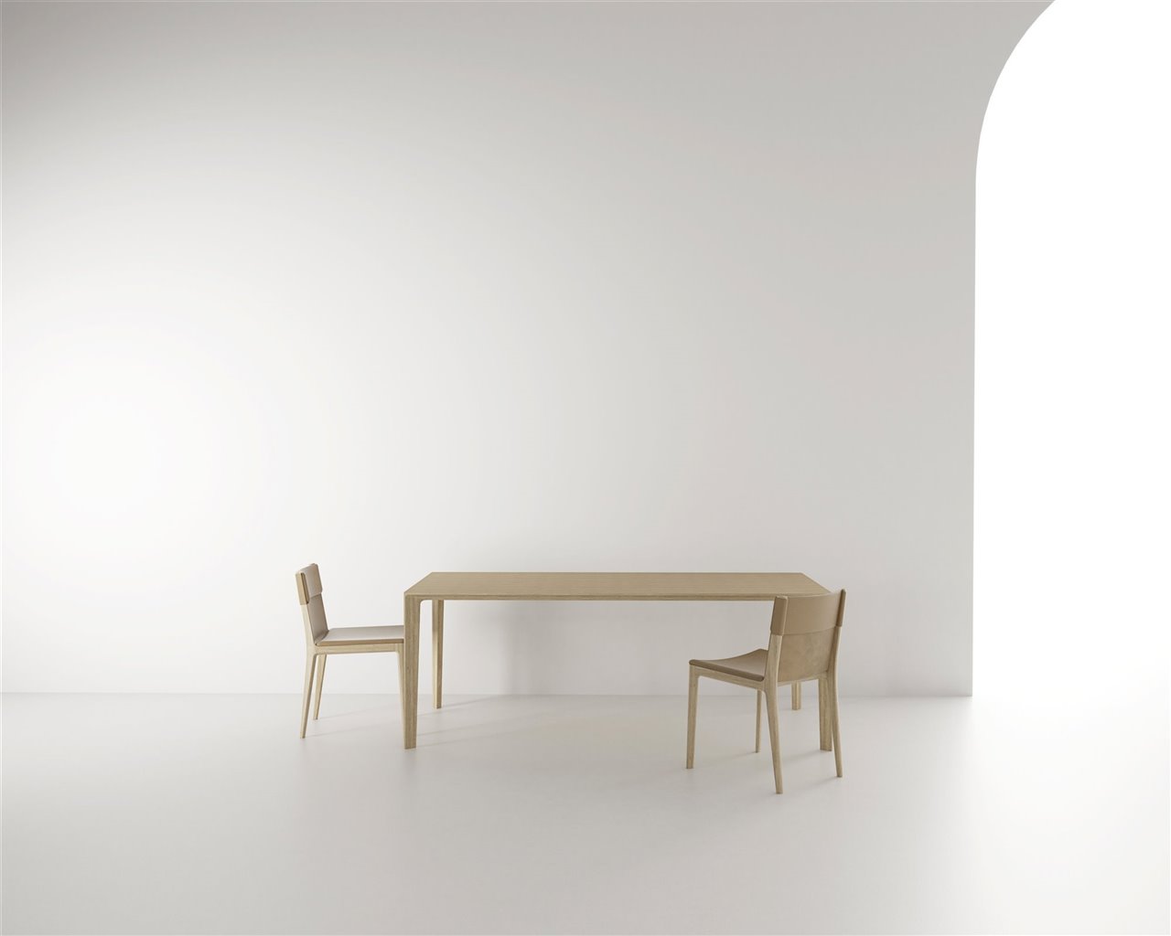 Silla y mesa de la colección Taylor de Yabu Pushelberg para Stellar Works.