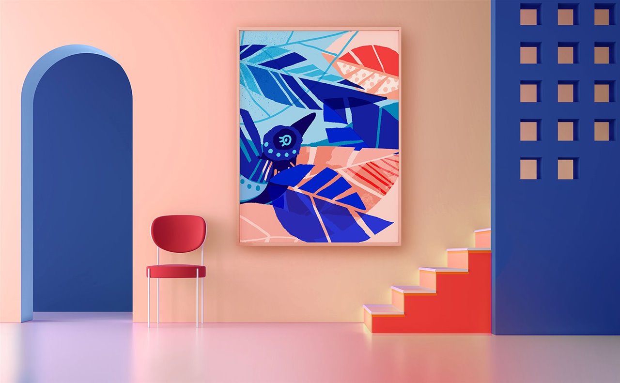 Los colores planos con texturas y los vivos contrastes de su obra