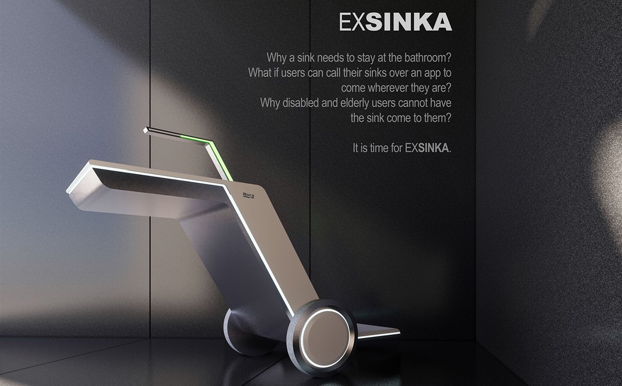 Proyecto de lavabo móvil de Ahmad Alkattan, ganador absoluto del Roca Master Design Challenge.