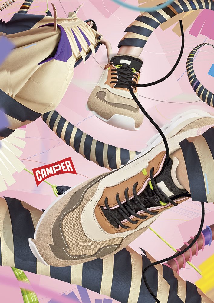 zapatillas-deportivas-Camper SS20 Campaign Nothing Women campana Elvis Wesley