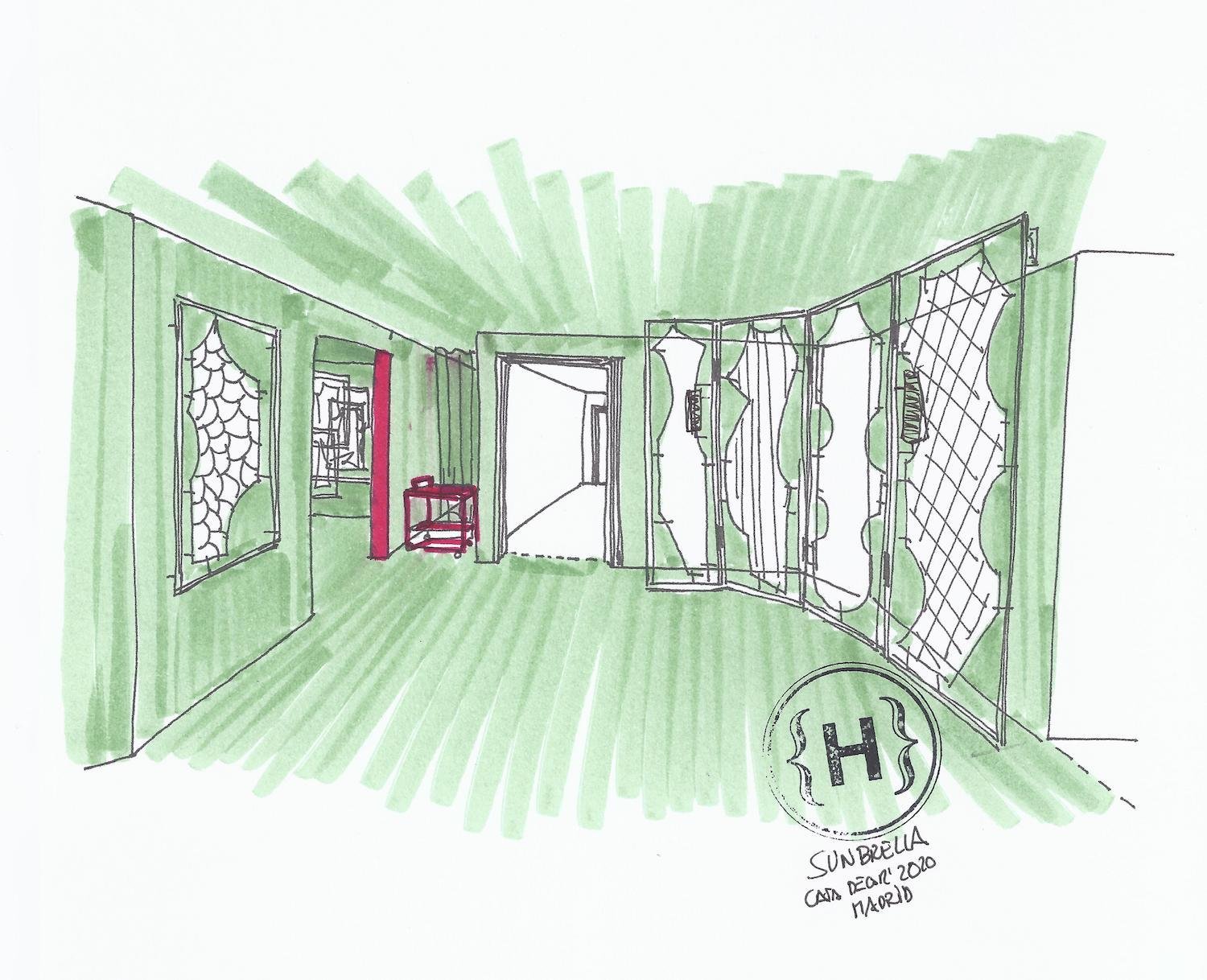 BOCETO TELAR INTERIOR ESPACIO SUNBRELLA CASA DECOR 2020 design by estudiHac 02
