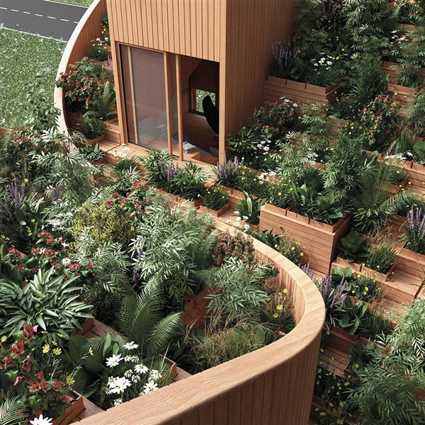 La casa Yin & Yang dispone de una cubierta ajardinada que "devuelve" al entorno el espacio ocupado por la construcción.