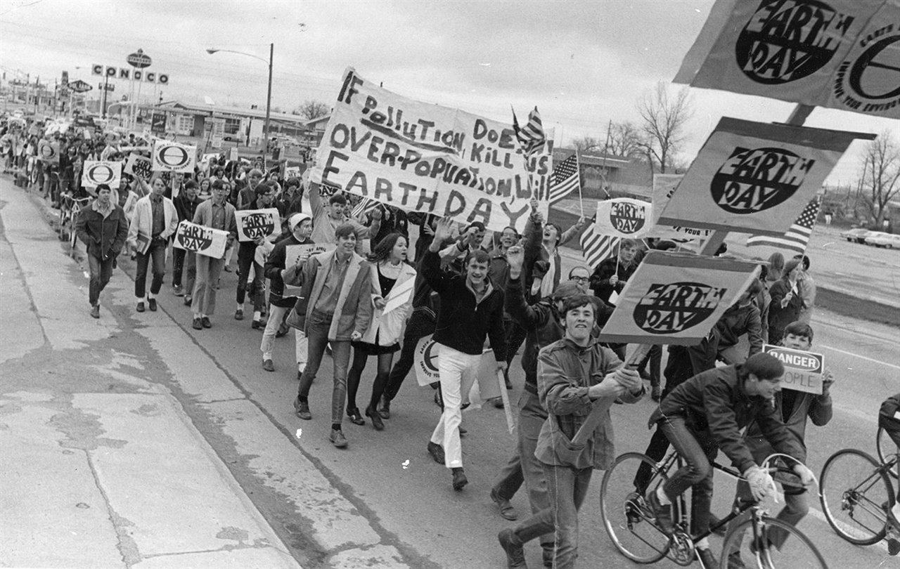 Manifestación de estudiantes en Denver, EEUU, el 22 de abril de 1970