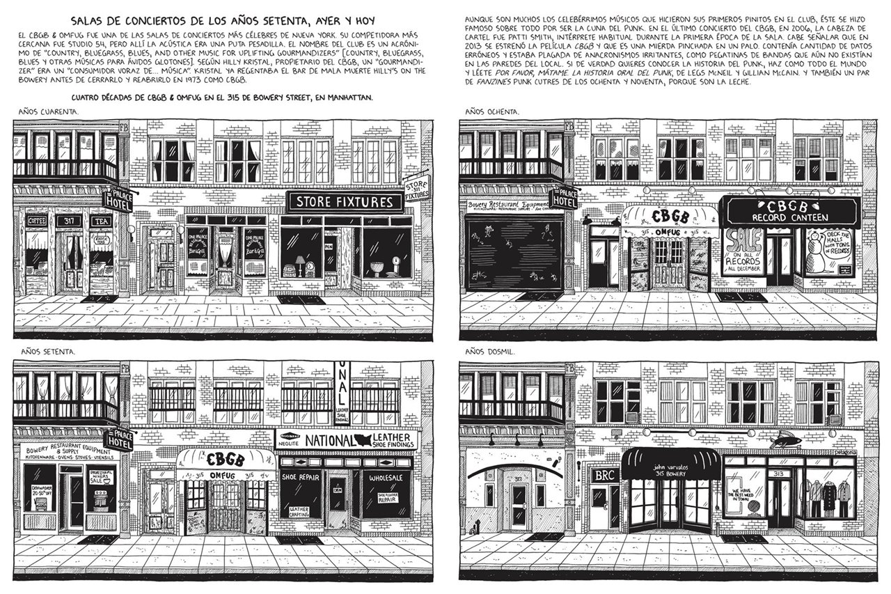 El mítico CBGB, donde surgió la new wave y el punk neoyorquino (Ramones, Blondie, Television, Talking Heads, Patti Smith…), en los años cuarenta, setenta, ochenta y en la primera década del siglo XXI.